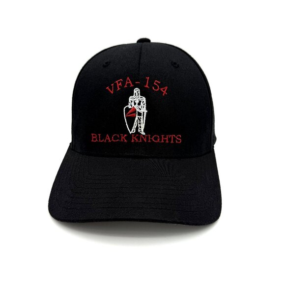 VFA‑154 “BLACK KNIGHTS” PORT AUTHORITY Black Flex Fit Hat – Embroidered Military - Picture 1 of 9